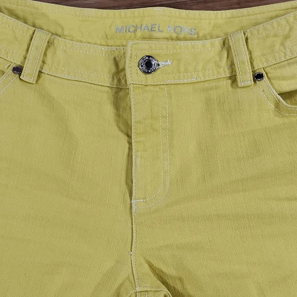 🔸️Michael Kors Yellow Studded Pocket Denim Jeans Size 8